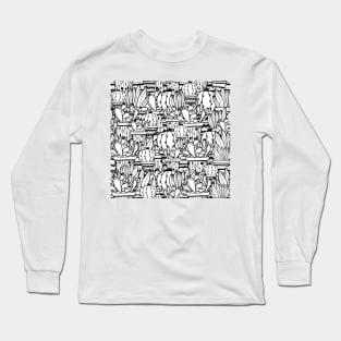 potted plants cactuses and succulents in doodle style Long Sleeve T-Shirt